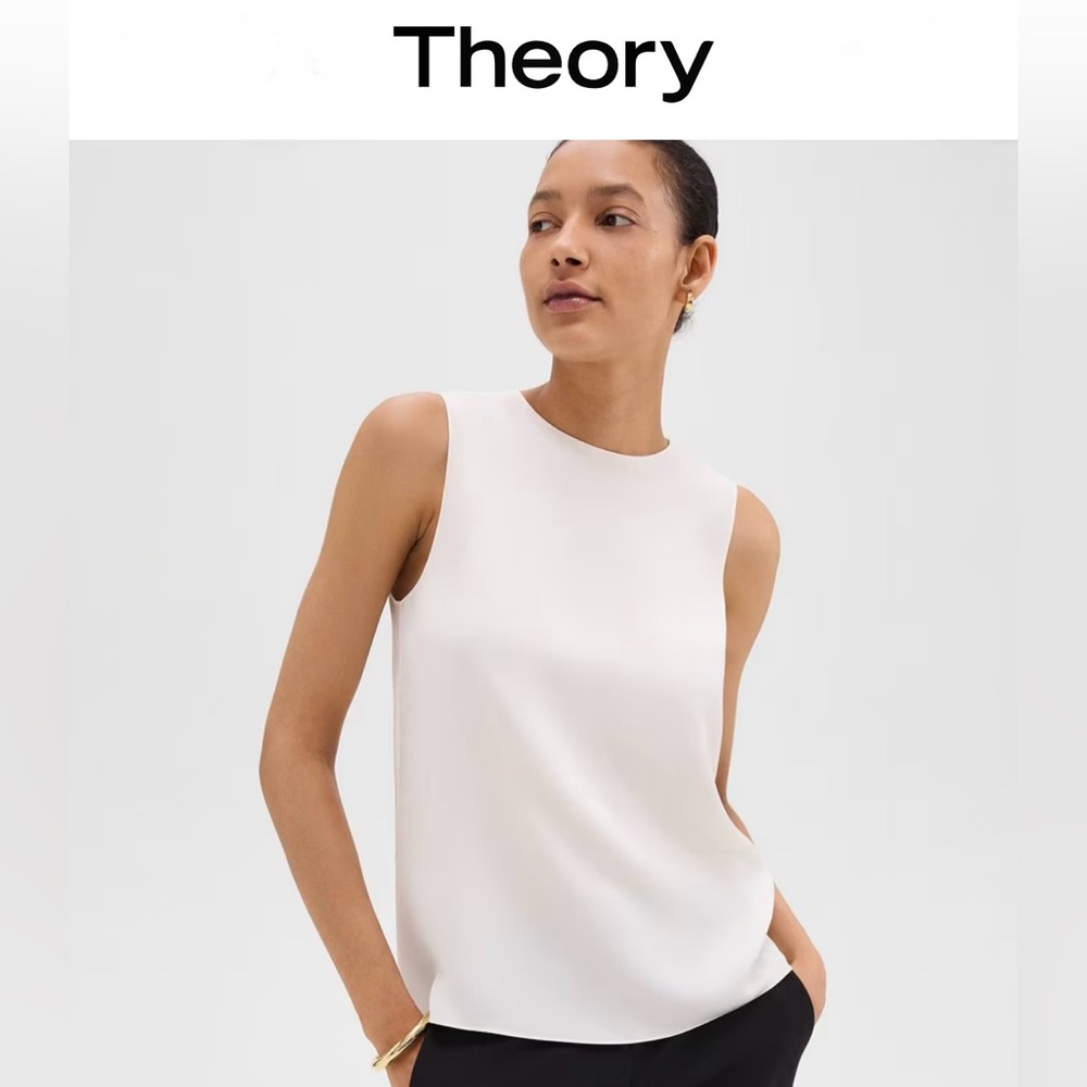 Theory Shell sleeveless Top in Silk Georgette size P Petite  women’s 
$175